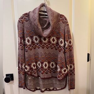 Vintage Red Camel Burgundy and Cream Cowl Neck Sweater size Large